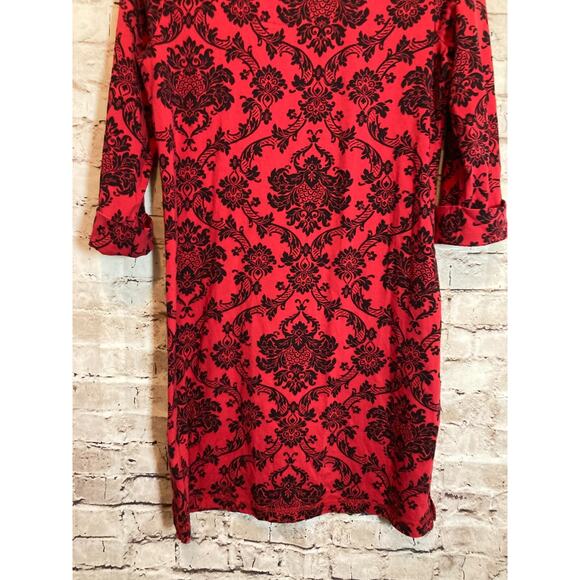 Soma Nightgown Womens Medium Red Jacquard Print Cotton Modal Stretch Pajamas - Picture 12 of 13